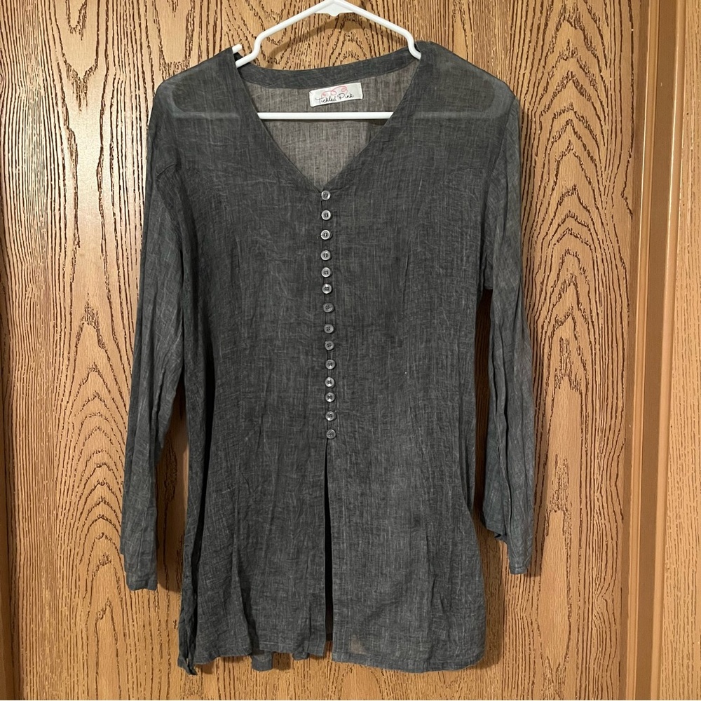 Gray Button-Down Women's Tunic
